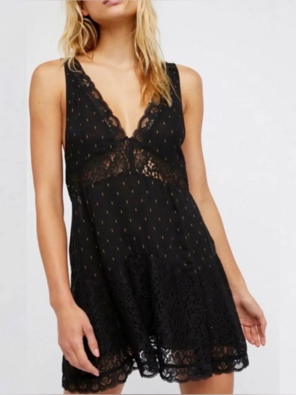 Free People Any Party Trapeze Slip Dress, Black Medium
